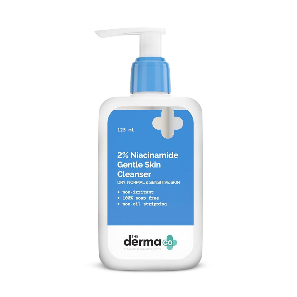 The Derma Co 2% Niacinamide Gentle Skin Cleanser for Sensitive, Dry, Normal Skin - 125 ml Non-Irritant | 100% Soap-Free | Non-Oil Stripping