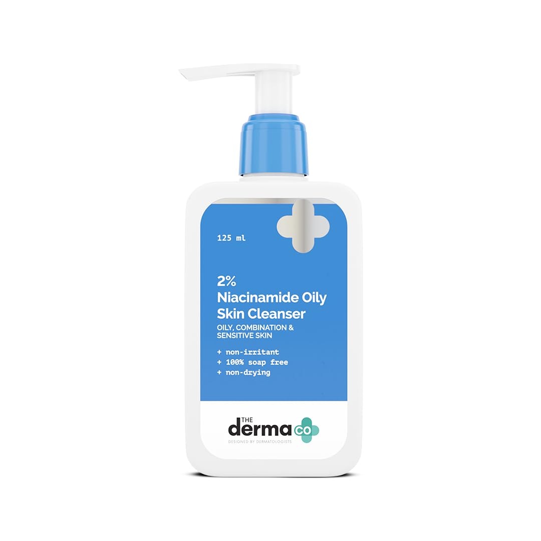 The Derma Co 2% Niacinamide Oily Skin Cleanser for Sensitive, Oily & Combination Skin 125 ml Non-Irritant | 100% Soap-Free | Non-Drying | Gently Cleanses Makeup