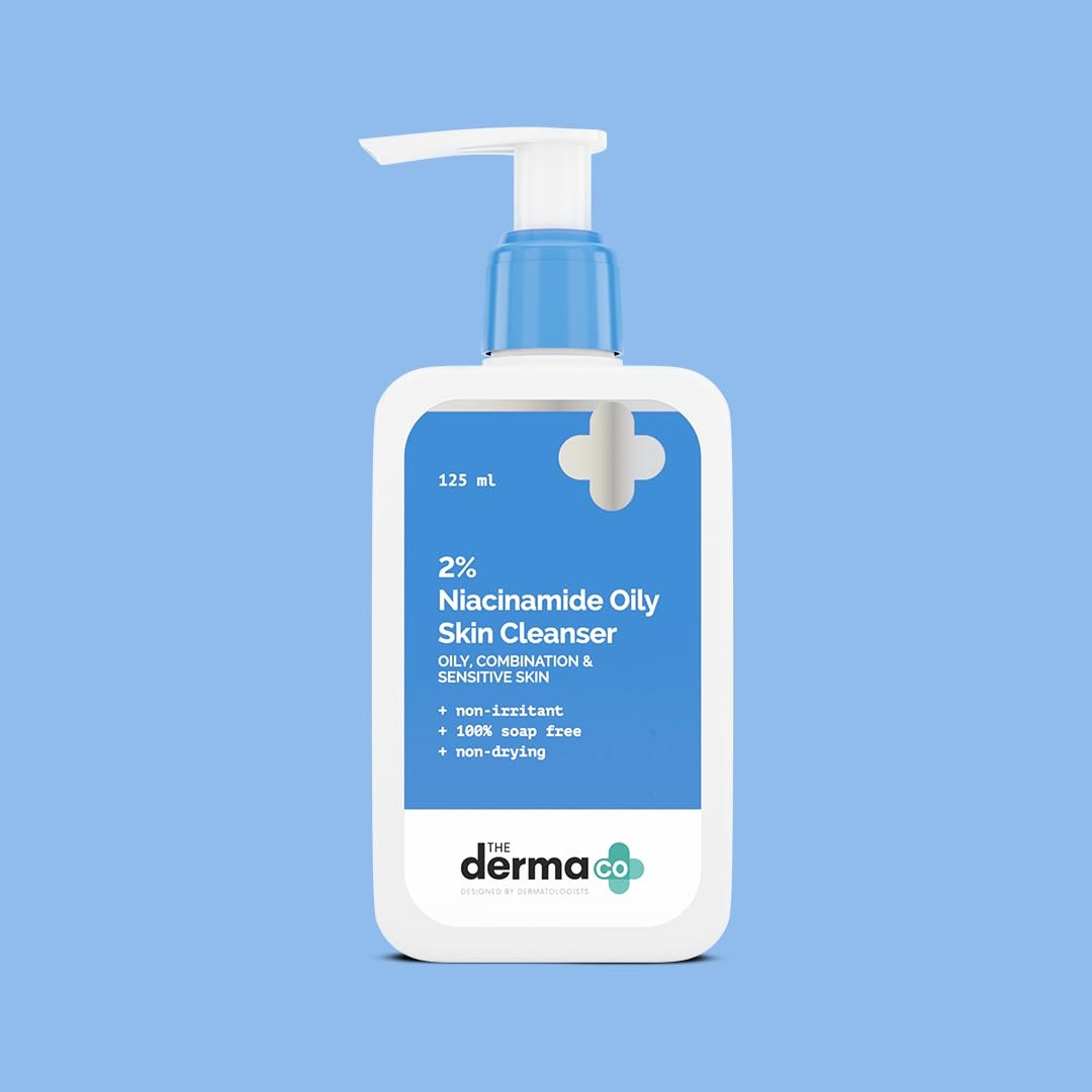 The Derma Co 2% Niacinamide Oily Skin Cleanser for Sensitive, Oily & Combination Skin 125 ml Non-Irritant | 100% Soap-Free | Non-Drying | Gently Cleanses Makeup
