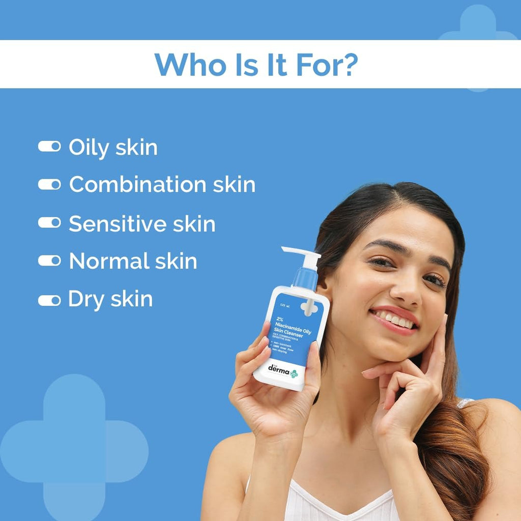 The Derma Co 2% Niacinamide Oily Skin Cleanser for Sensitive, Oily & Combination Skin 125 ml Non-Irritant | 100% Soap-Free | Non-Drying | Gently Cleanses Makeup