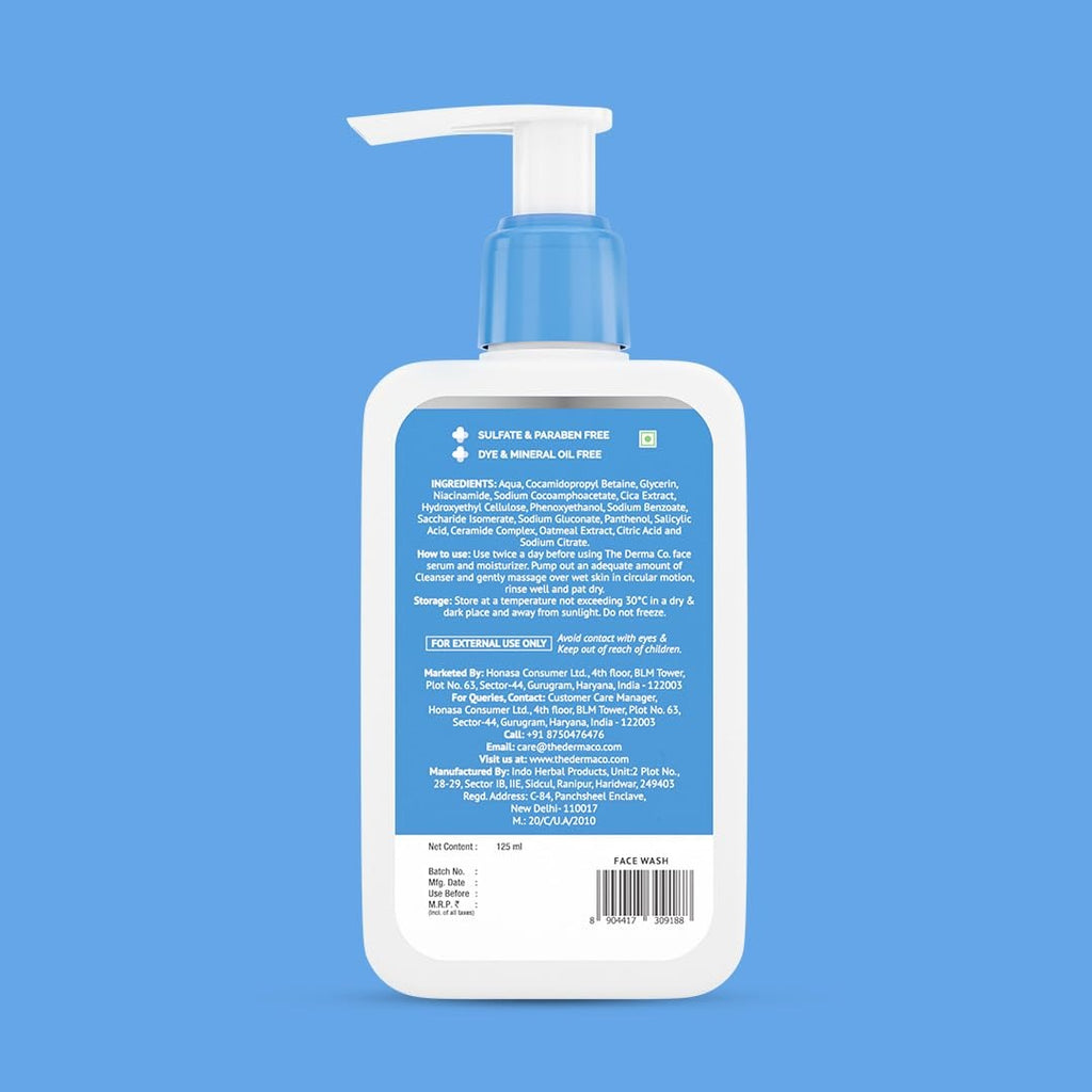 The Derma Co 2% Niacinamide Oily Skin Cleanser for Sensitive, Oily & Combination Skin 125 ml Non-Irritant | 100% Soap-Free | Non-Drying | Gently Cleanses Makeup