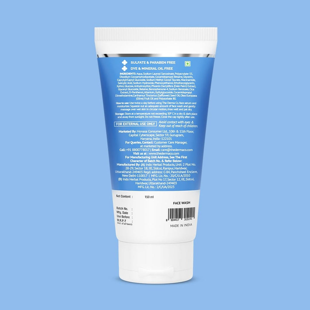 The Derma Co 2% Sali-Cinamide Anti-Acne Face Wash | With 2% Salicylic Acid & 2% Niacinamide I Treats Active Acne & Fades Acne Marks I For Oily