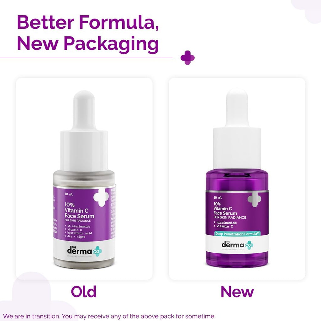 The Derma Co 10% Vitamin C Face Serum with 5% Niacinamide, Powered by Deep Penetration Formula™ | Fades Dark Spots | Reduces Pigmentation | Boosts Collagen 10ml