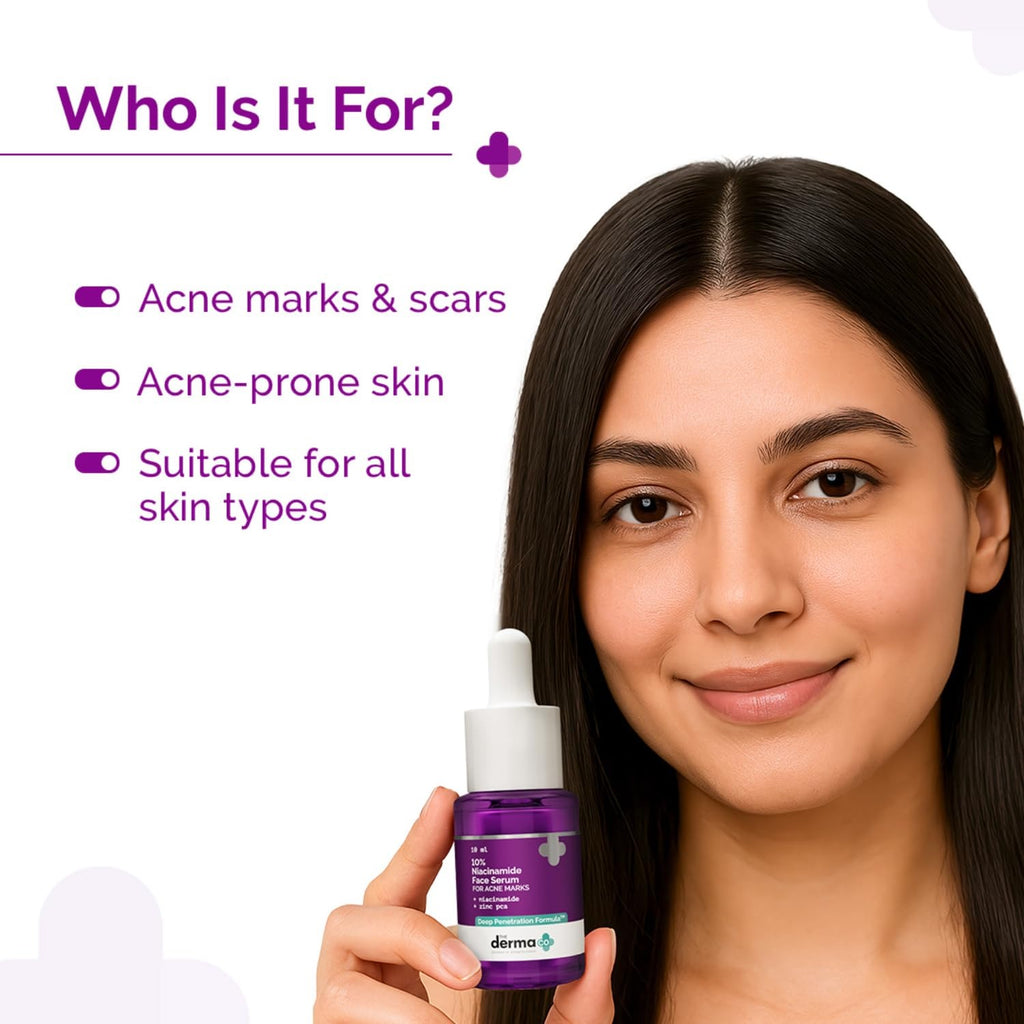 The Derma Co 10% Niacinamide Serum with 2% Zinc, Powered by Deep Penetration Formula™ | Fades Acne Marks, Controls Oil & Reduces Dark Spots | 10 ml