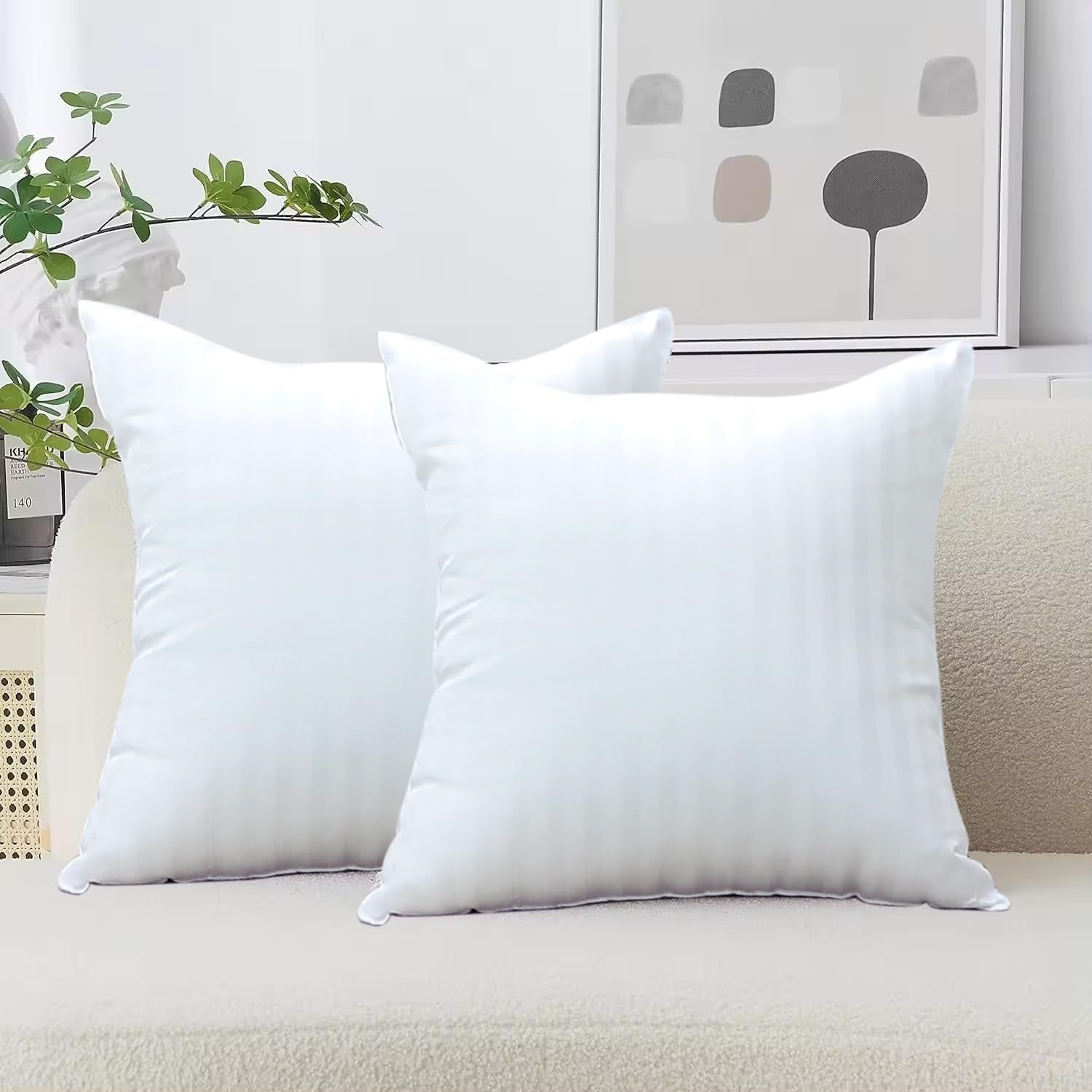 Pillow - Luxury Satin Stripes Premium Pillow in White, Breathable pillow ,Durable pillow ,Easy care pillow, Lightweight pillow