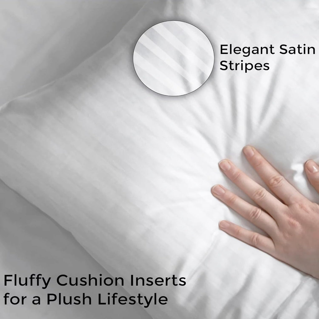 Pillow - Luxury Satin Stripes Premium Pillow in White, Breathable pillow ,Durable pillow ,Easy care pillow, Lightweight pillow