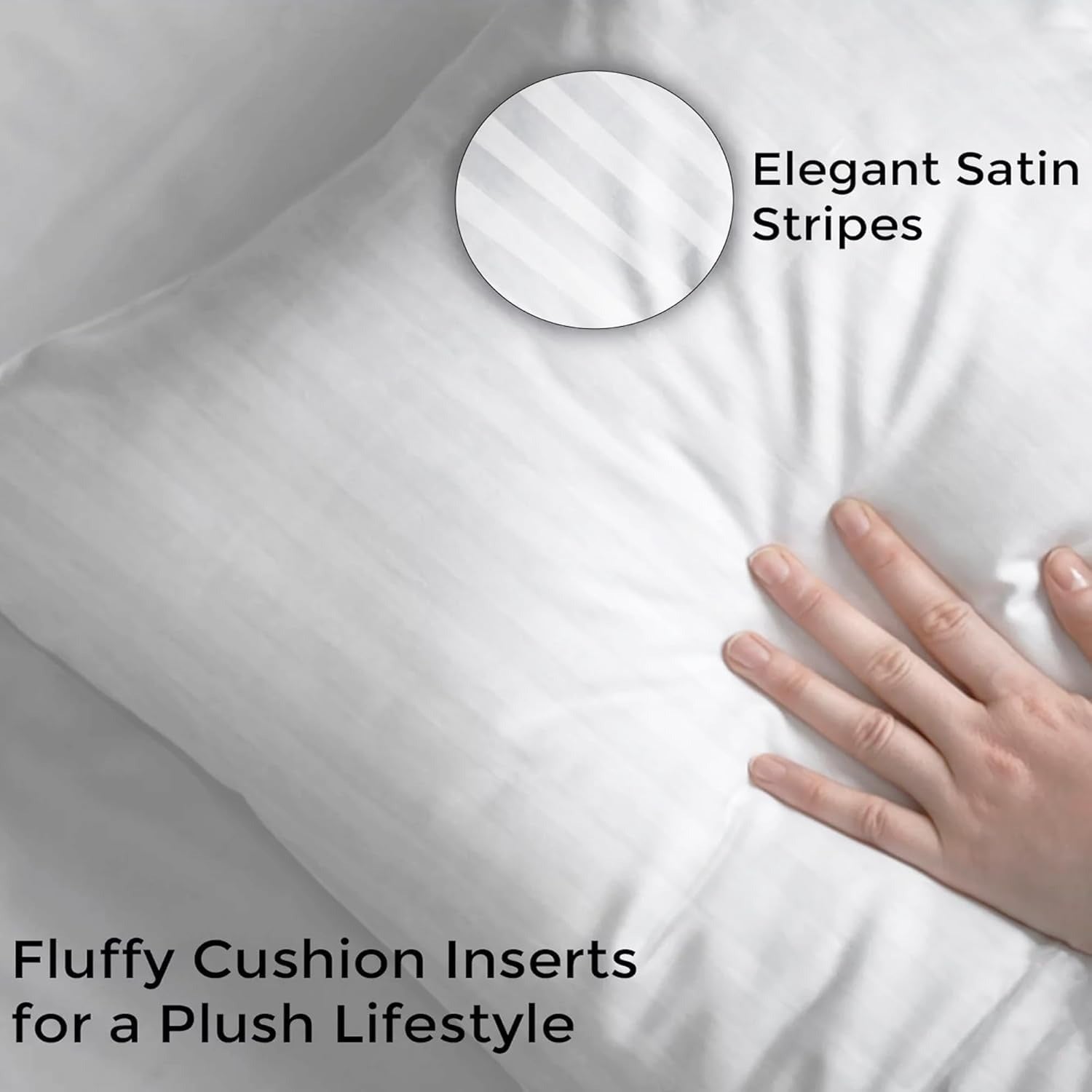 Pillow - Luxury Satin Stripes Premium Pillow in White, Breathable pillow ,Durable pillow ,Easy care pillow, Lightweight pillow