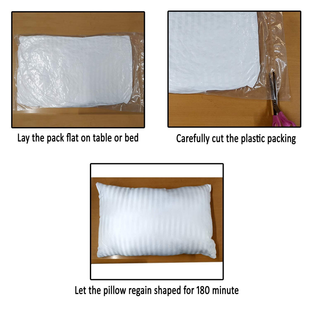 Cushion Pillow - Luxury Satin Stripes Premium Pillow in White, Breathable pillow ,Durable pillow ,Easy care pillow, Lightweight pillow,