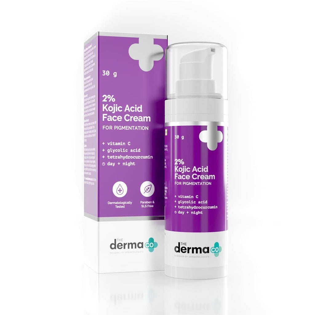 The Derma Co 2% Kojic Acid Cream | Reduces Dark Spots, Pigmentation & Blemishes | Evens Skin Tone | For Men & Women | 30 g