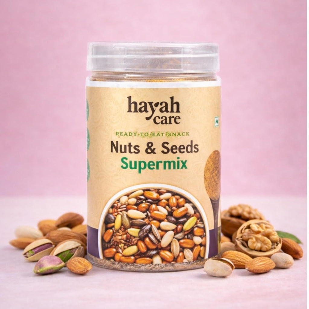 Hayah Care Nuts & Seeds Supermix Ready-to-Eat Snack, Energy Booster Protein, Jaggery Sweetened, No Refined Sugar, No Preservatives (830 gm)