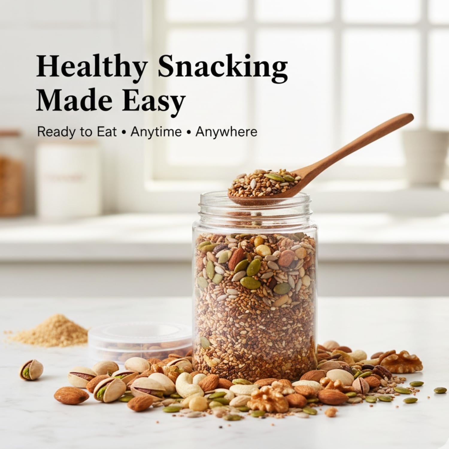 Hayah Care Nuts & Seeds Supermix Ready-to-Eat Snack, Energy Booster Protein, Jaggery Sweetened, No Refined Sugar, No Preservatives (830 gm)
