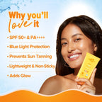 Aqualogica Glow+ Dewy Sunscreen Gel SPF 50 PA++++ with Papaya & Vitamin C | For Dry, Sensitive, Oily & Combination Skin | UVA/B & Blue Light Protection 30g