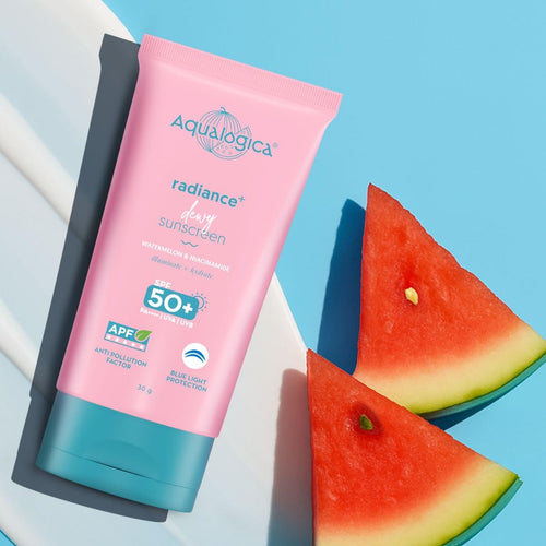 Aqualogica Radiance+ Dewy Sunscreen Gel SPF 50+ PA++++ | Lightweight texture for oily , combination , acne prone skin | Broad spectrum protection 30g