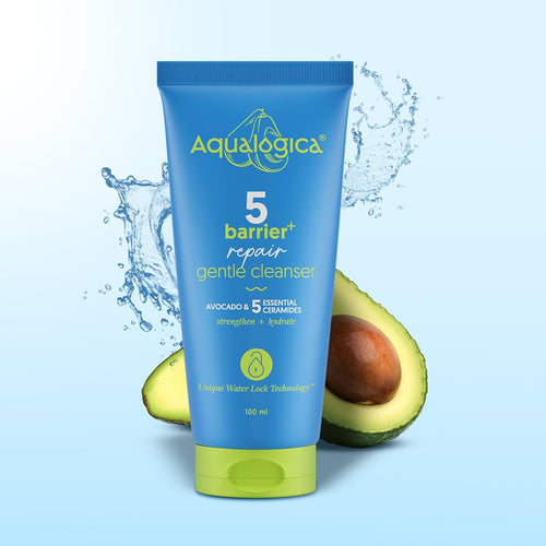 Aqualogica 5 Barrier+Repair Gentle Face Cleanser With Avocado&5 Essential Ceramides-100Ml| Dry To Normal,Sensitive Skin|Strengthens Skin Barrier