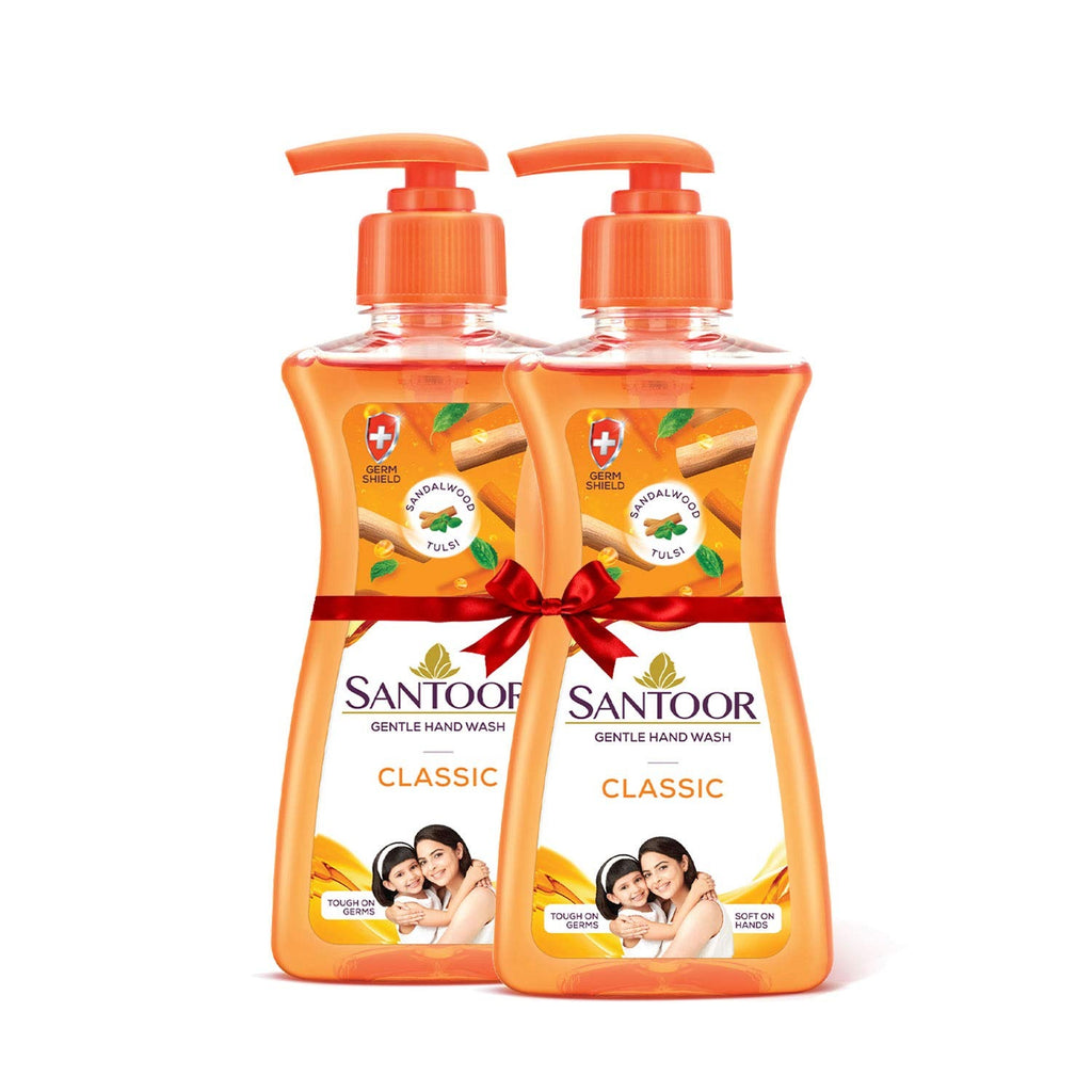 Santoor Hand wash Classic, 200ml (Buy 1 Get 1),moisturizing hand wash, germ protection hand wash, mild fragrance hand wash, skin friendly hand wash.