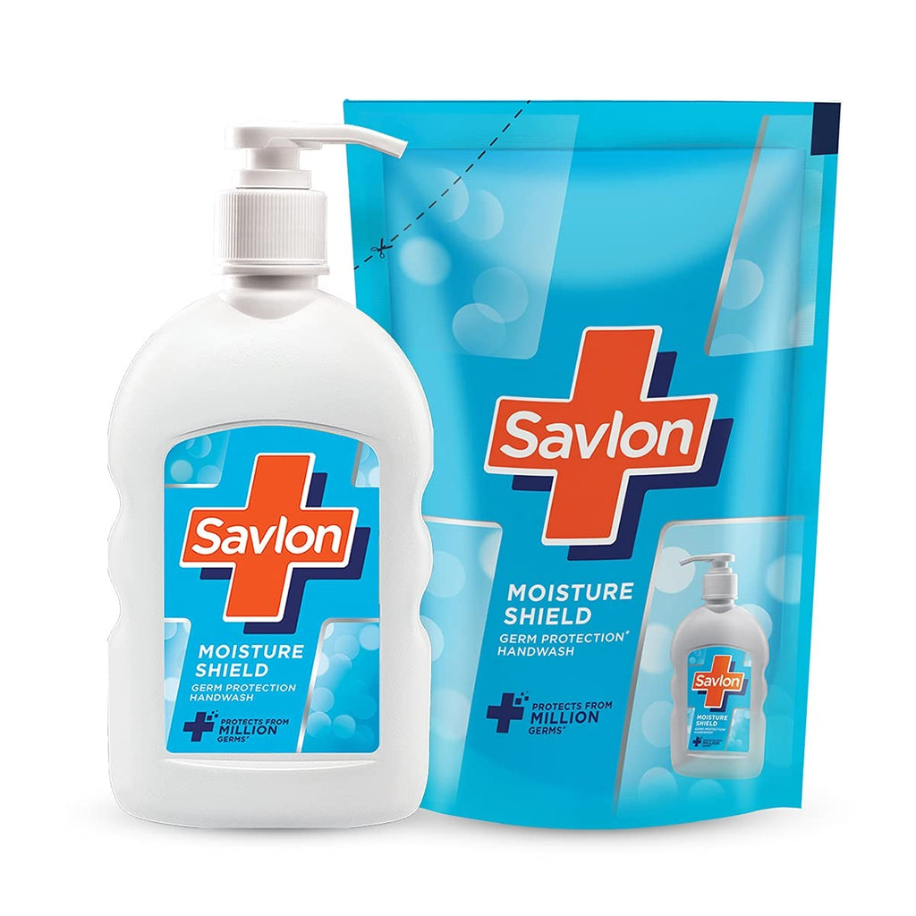 Savlon Moisture Shield Germ Protection Liquid Handwash 200ml pump + 175ml refill pouch combo,Germ Protection, Moisture Shield  Handwash , Aloe Vera  Soft Hands