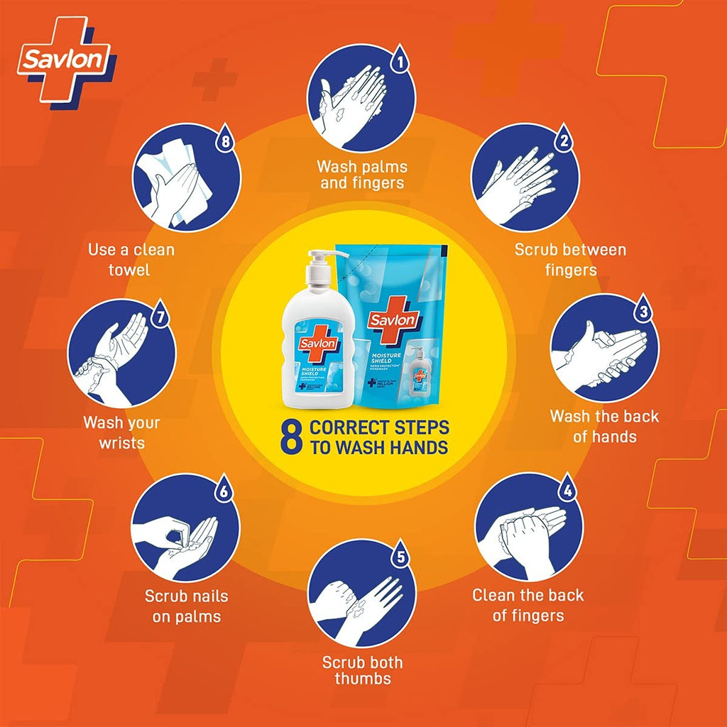Savlon Moisture Shield Germ Protection Liquid Handwash 200ml pump + 175ml refill pouch combo,Germ Protection, Moisture Shield  Handwash , Aloe Vera  Soft Hands