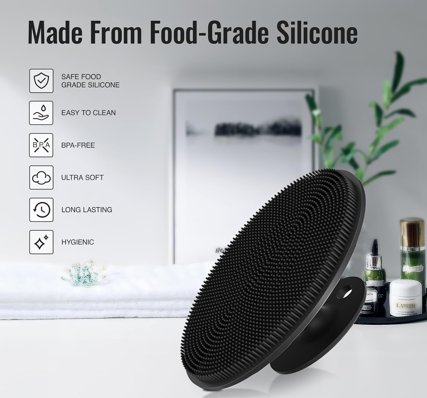 ANTIL'S 4-in-1 Soft Silicone Bath Brush Set | Long Handle Back Scrubber + Body Scrubber + Scalp Massager + Face Massager | Super Exfoliating & Lathering Shower,