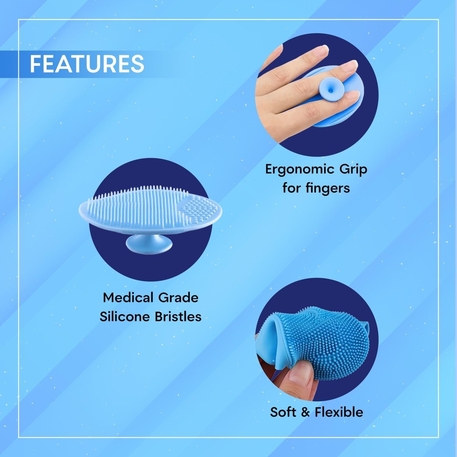 ANTIL'S 4-in-1 Soft Silicone Bath Brush Set | Long Handle Back Scrubber + Body Scrubber + Scalp Massager + Face Massager | Super Exfoliating & Lathering Shower,