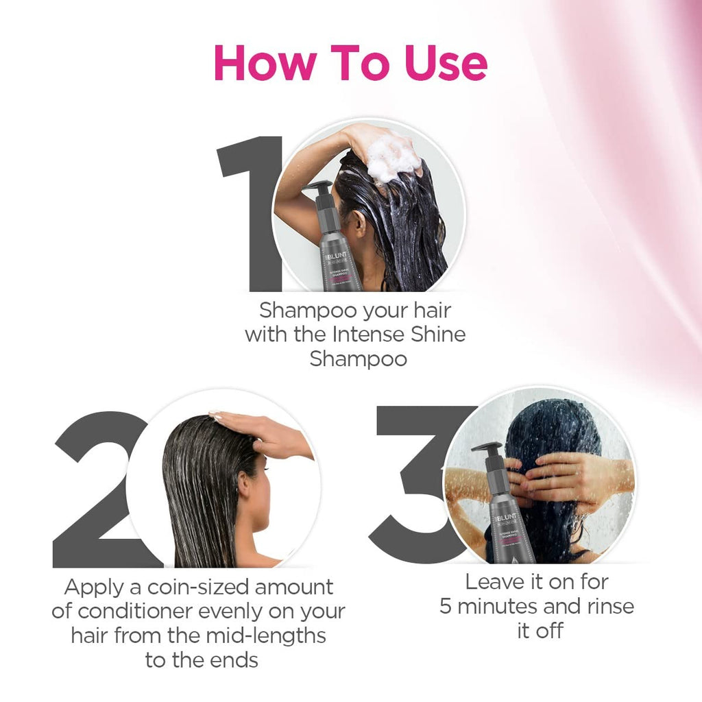 BBLUNT Intense Shine Conditioner for All Hair Types With Rice & Silk Protein For Softer, Smoother & Shinier Hair - 250 Grams