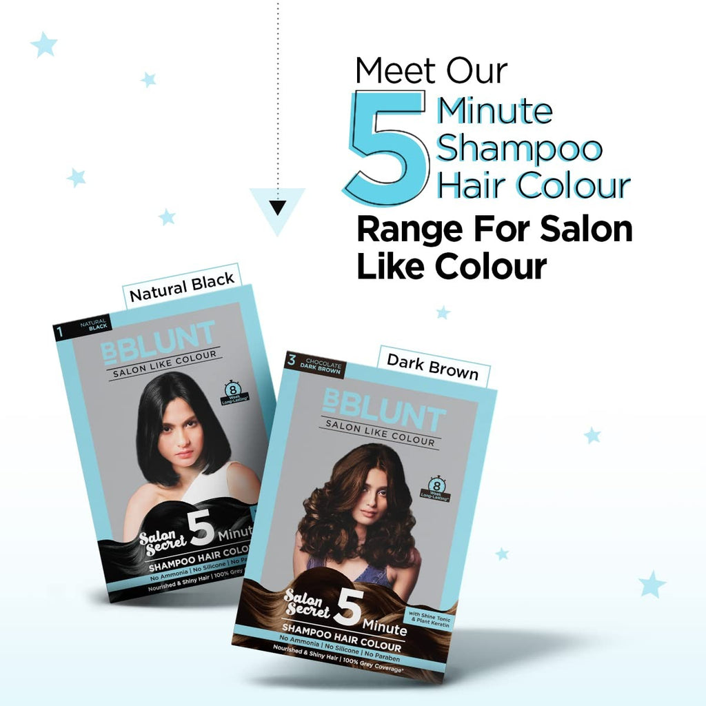 BBlunt 5 Minute Shampoo Hair Colour For 100% Grey Coverage - Chocolate Dark Brown