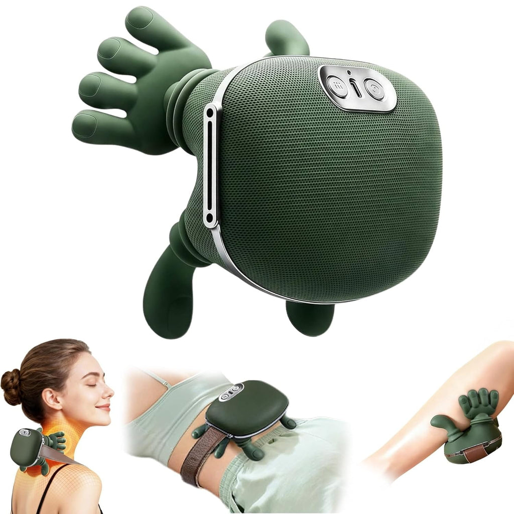 Bionic Heated Massager, Wireless Portable Shiatsu Neck, Back and Leg Massager, Electric Deep Tissue handlend 4D Kneading Massage, Human Hand Design for Blood Circulation, Pain Relief and Muscle Relaxation.