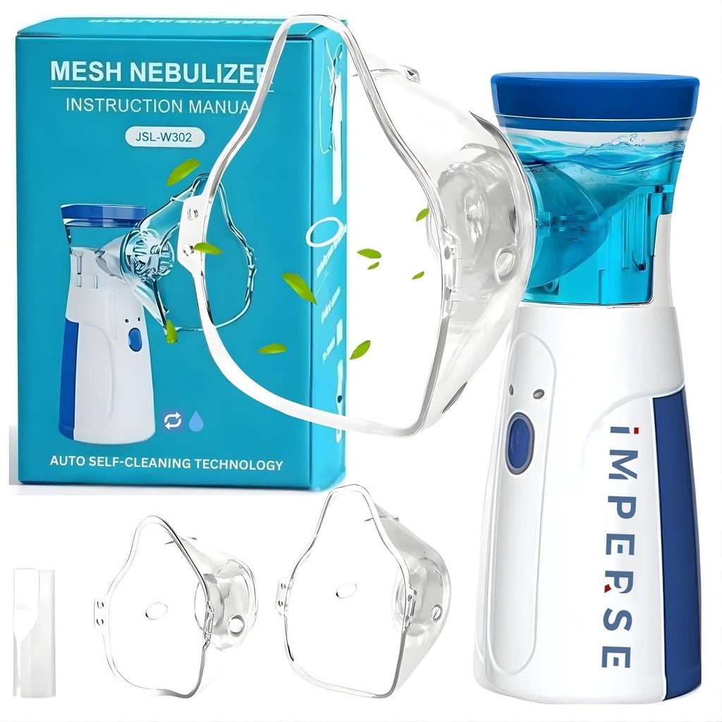 Nebulizer - Mesh Nebulizer ( Portable ) for Adults & Kids, Mini Handheld Ultrasonic Inhaler, Low-Noise Steam Vaporizer for Home & Travel(Blue)