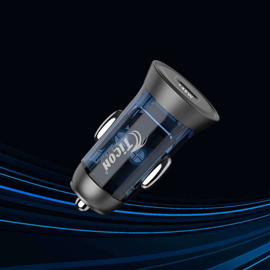 Ticon CC-145 Elegant Transparent PD Car Charger – 45W Fast Charging