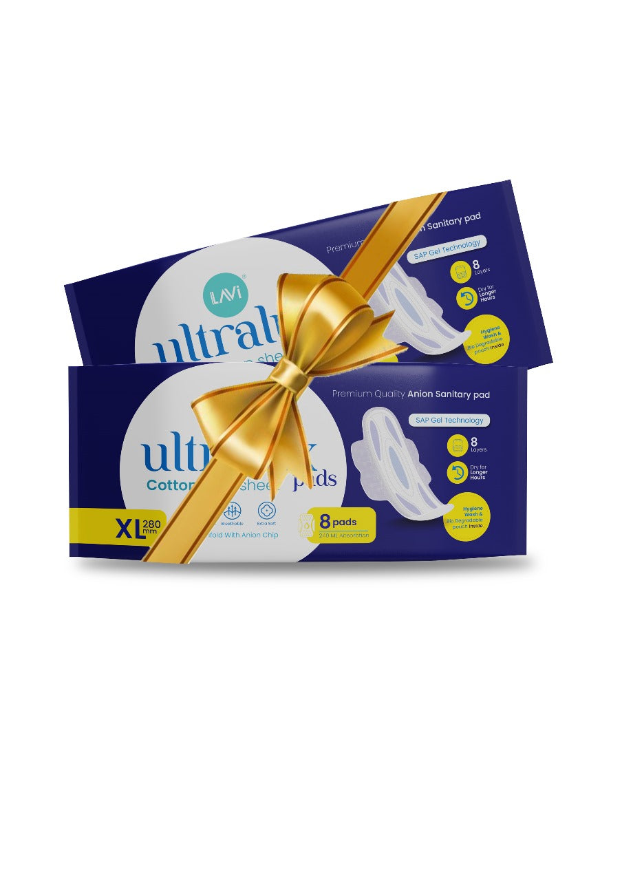 ULTRALUX COTTON SANITARY PAD XL - BOGO-16 UNITS
