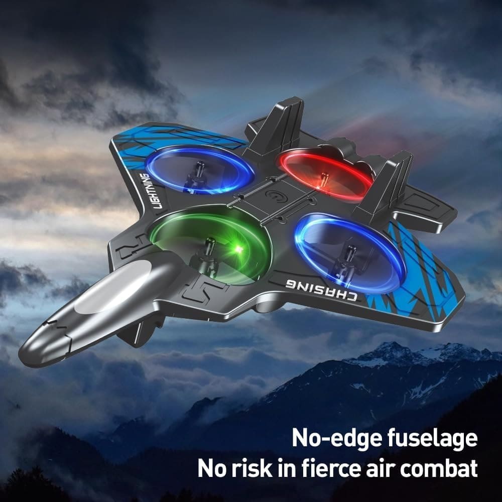 Combat Aircraft Drone RC Fighter Jet - Remote Control Airplane | Easy-to-Fly Stable Jet for Kids | LED Lights, 360° Floating Fighter Plane.