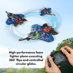 Combat Aircraft Drone RC Fighter Jet - Remote Control Airplane | Easy-to-Fly Stable Jet for Kids | LED Lights, 360° Floating Fighter Plane.