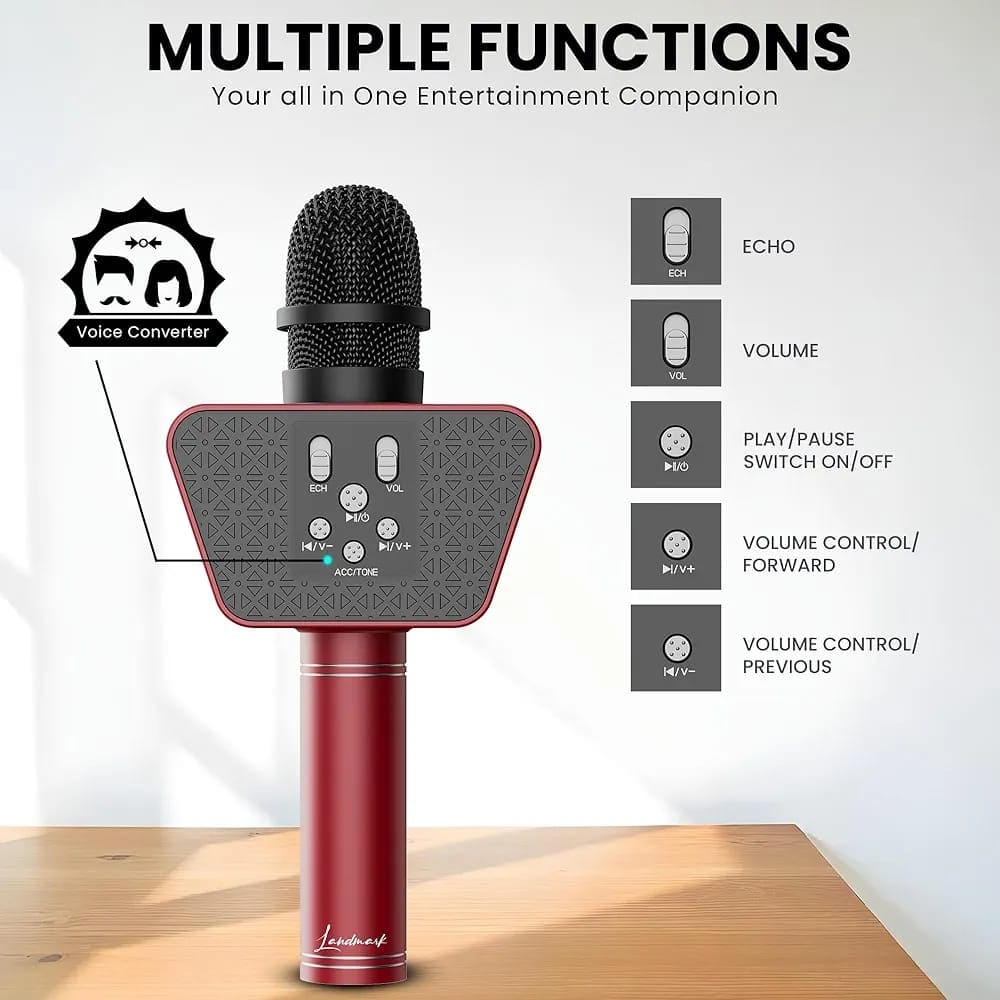 LANDMARK BT55 Wireless Karaoke Microphone (Red)