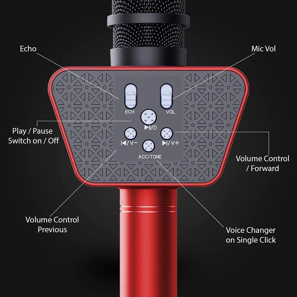 LANDMARK BT55 Wireless Karaoke Microphone (Red)