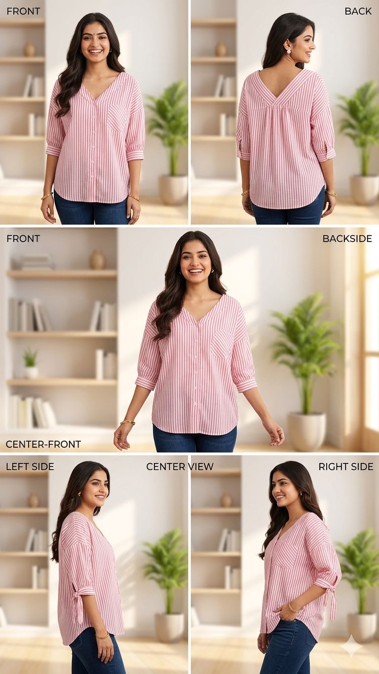 Pink Strip Breeze Shirt | Korean | Chinese Crop Top | xxl |