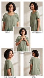 Olive Leaf Breeze Top | cotton Silk Material | korean & chinese crop top