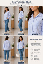 Sky Star Stripe Shirt | xxl | cotton silk |Korean & Chinese crop top