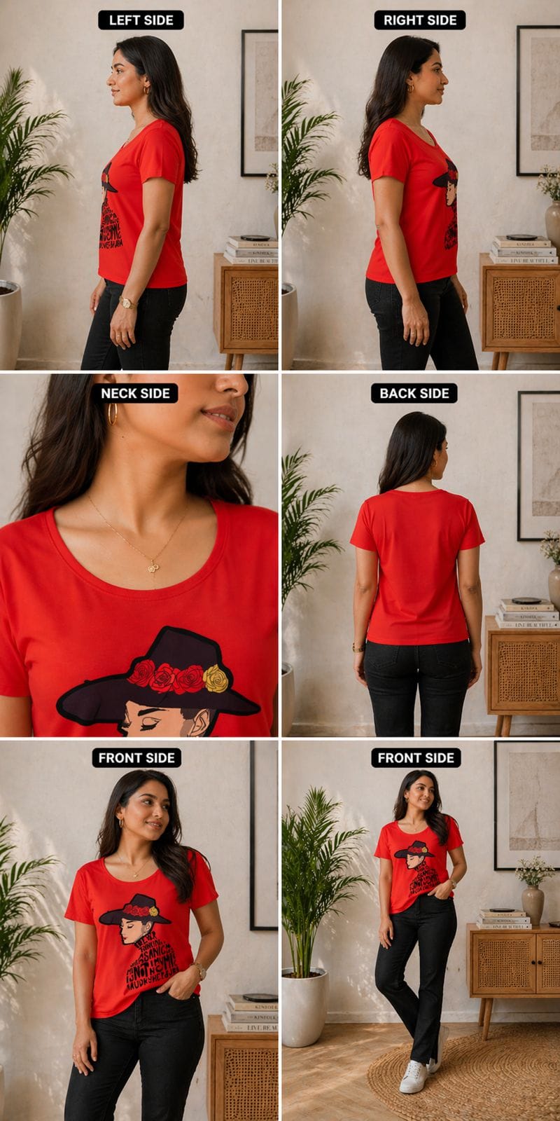Red Graphic Printed T-Shirt | Korean & Chinese Top | M | Soft cotton material | korean & chinese crop top