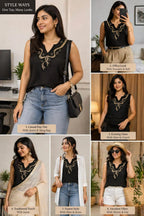 Midnight Bloom Top |xl |  Korean & chineese  top | Soft silk material | Xl | korean & chinese crop top |