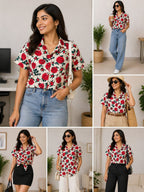 Rose Bloom Casual Shirt collection | xl | Soft cotton material  | korean & chinese crop top