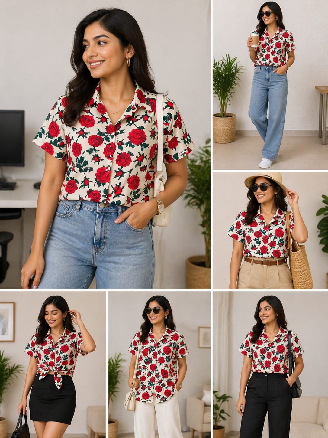 Rose Bloom Casual Shirt collection | xl | Soft cotton material  | korean & chinese crop top
