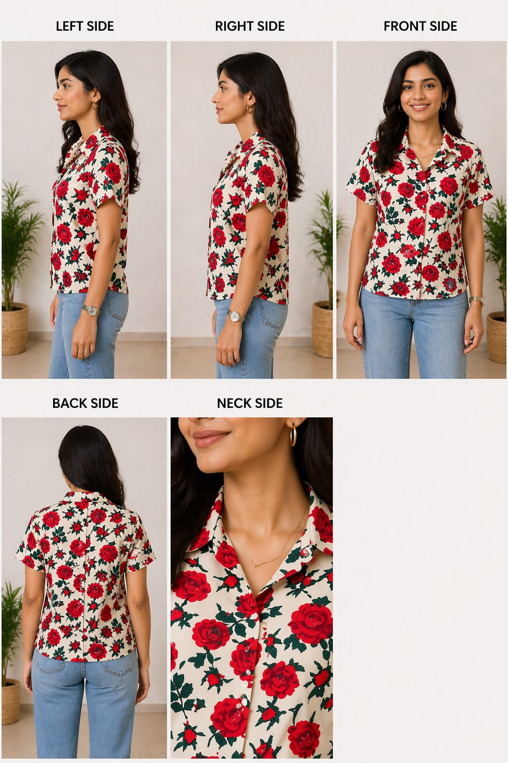 Rose Bloom Casual Shirt collection | xl | Soft cotton material  | korean & chinese crop top