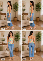 Floral Breeze Camil Top | L Soft silk | Korean & Chinese crop top