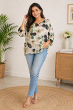 Women’s Casual Printed Loose Fit Top | XXL | Korean & chinese crop top