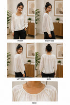 Premium Soft Fabric Cream Buttoned Top |Korean & chinese crop top | xl | soft silk material|