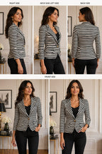 Premium Black White Fashion Blazer | xl | shiffon | Korean & Chinese crop top