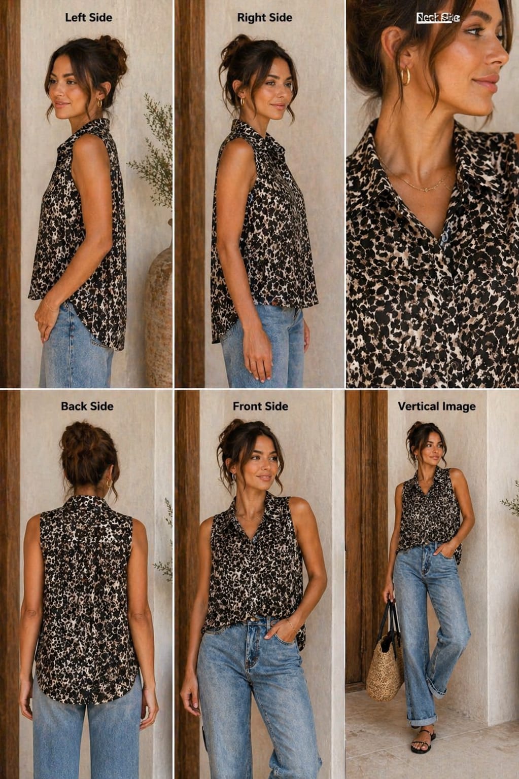 Wild Chic Leopard top | M | Shiffon & silk material |Korean & Chinese Crop top