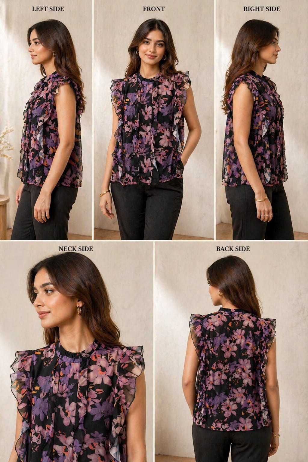 Lavender Mist Ruffle Top | M | Shiffon material | Korean & chinese sleevless crop top