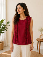 Ruby Grace Sleeveless Top | M | Cotton soft material |Korean & chinese crop top