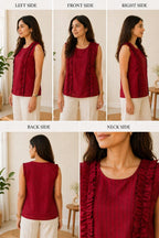 Ruby Grace Sleeveless Top | M | Cotton soft material |Korean & chinese crop top