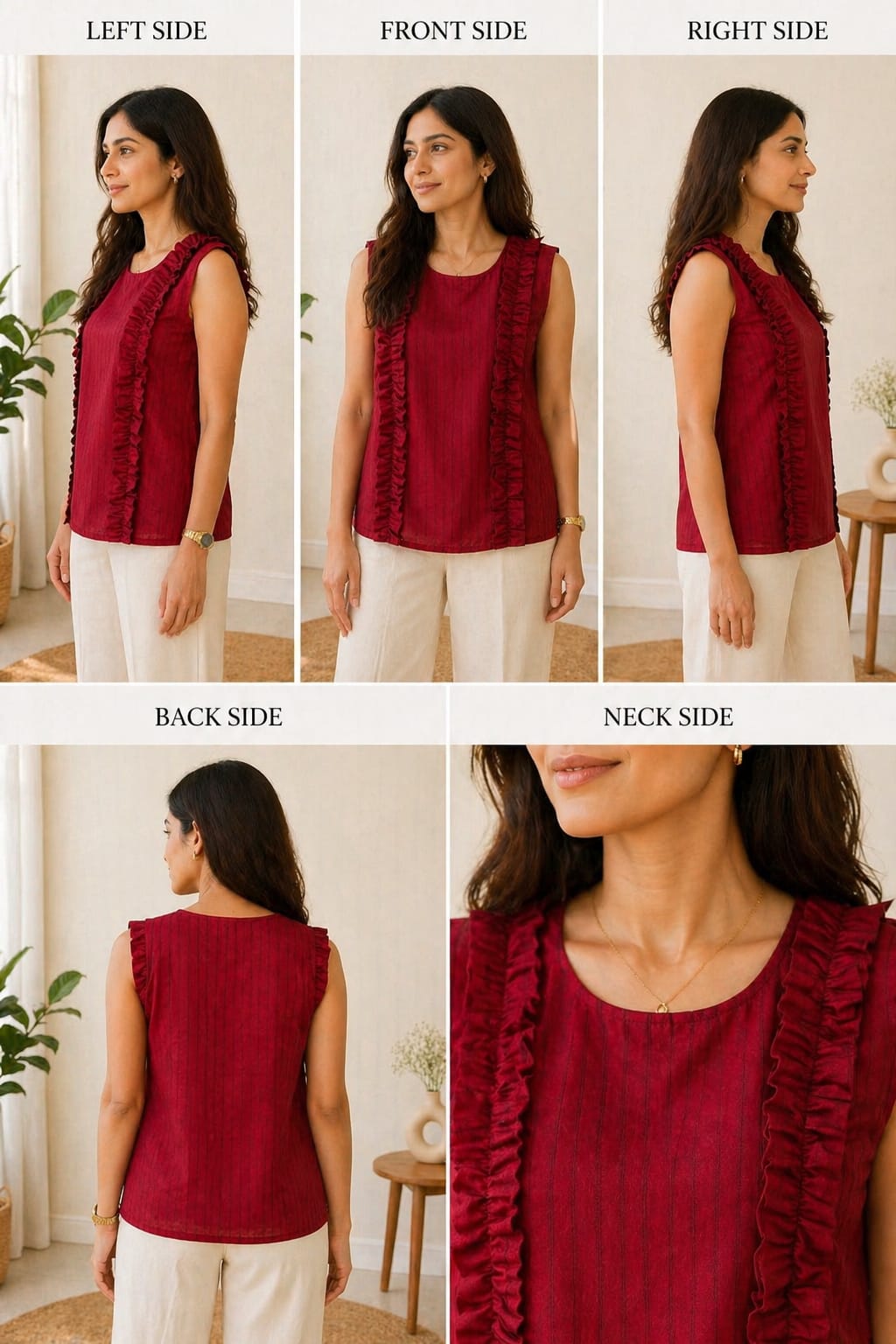 Ruby Grace Sleeveless Top | M | Cotton soft material |Korean & chinese crop top